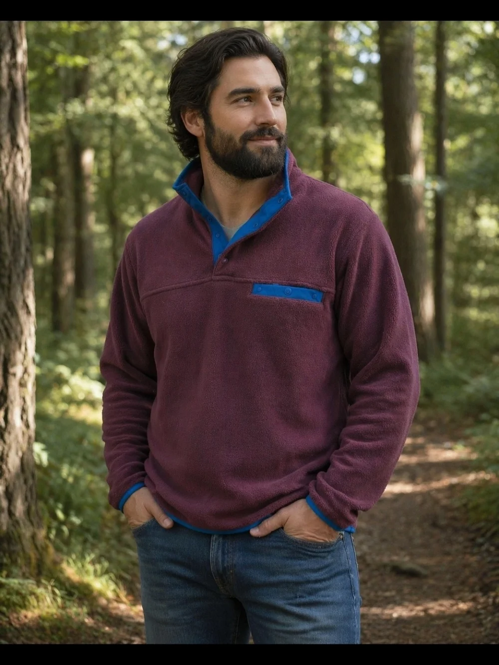 32 Degrees Men's Maroon Fleece with Blue Trim,‎ XL.